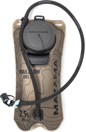 Mazama Trailflow Delta Tactical Insulated Hydration Reservoir with Insulated Tube. Military-Grade, BPA-Freee, Taste-Free Materials. Large 88mm Fill Port with Rubber Grip Twist Cap. 2.5L/85oz.