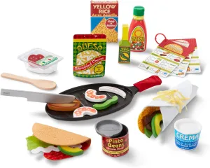 Melissa & Doug Fill & Fold Taco & Tortilla Set, 43 Pieces – Sliceable Wooden Mexican Play Food, Skillet, and More Taco Play Food Set, Pretend Kitchen Toy For Kids Ages 3  - FSC-Certified