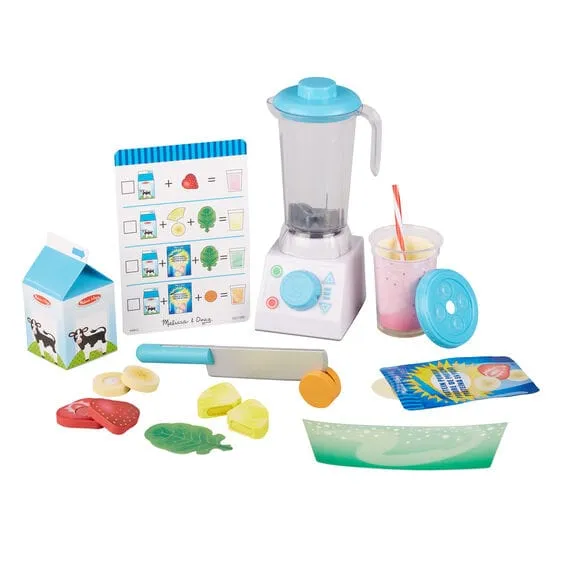 MELISSA & DOUG Smoothie Maker Blender Set: Whip up delicious playtime smoothies with this pretend play blender - 9841