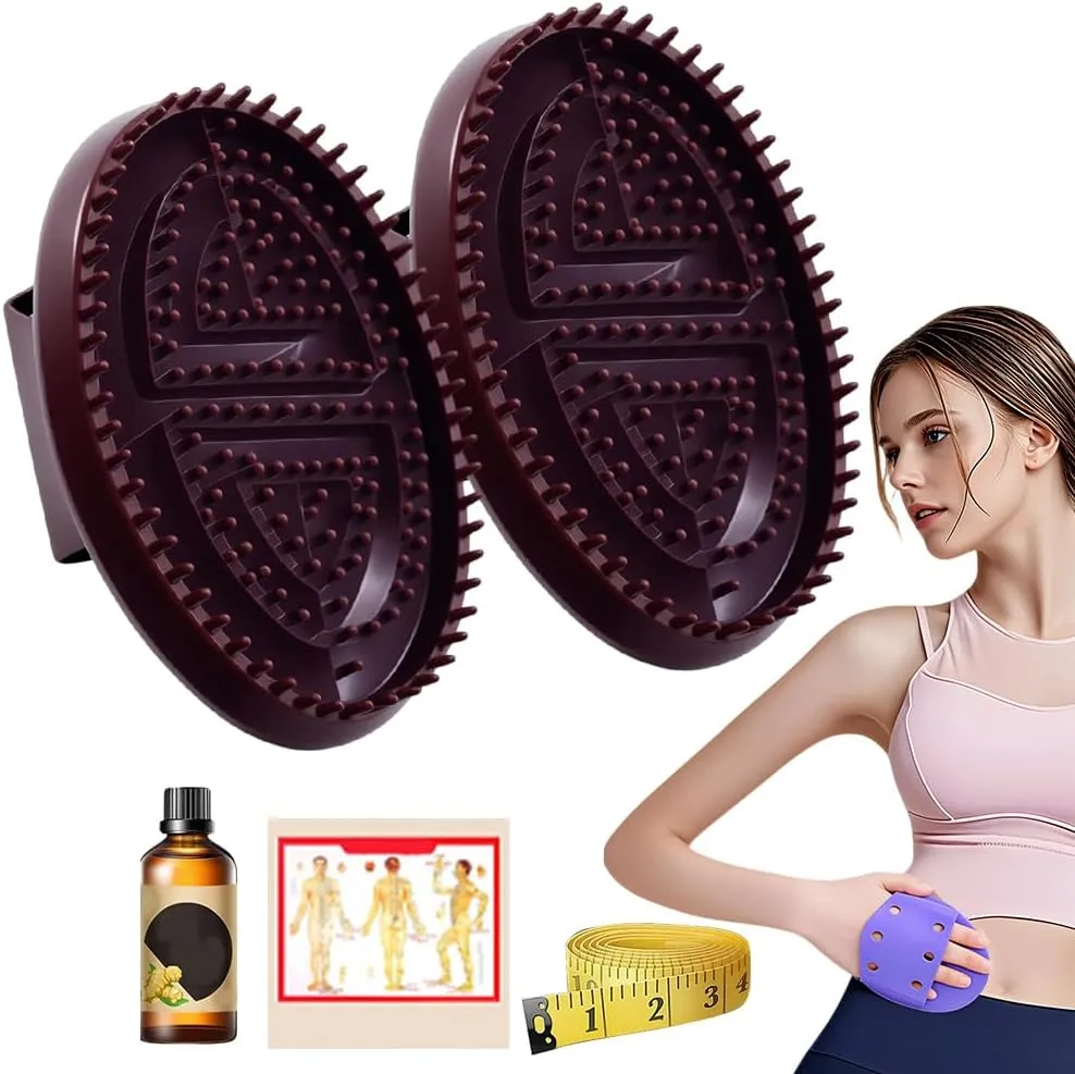 Meridian Brush Massage Brush,Beauty Salon Professional Custom Meridian Brush,Full Body Relaxation Comb,Portable Body Handheld Massage Tools (Brown  Essential Oil Set)