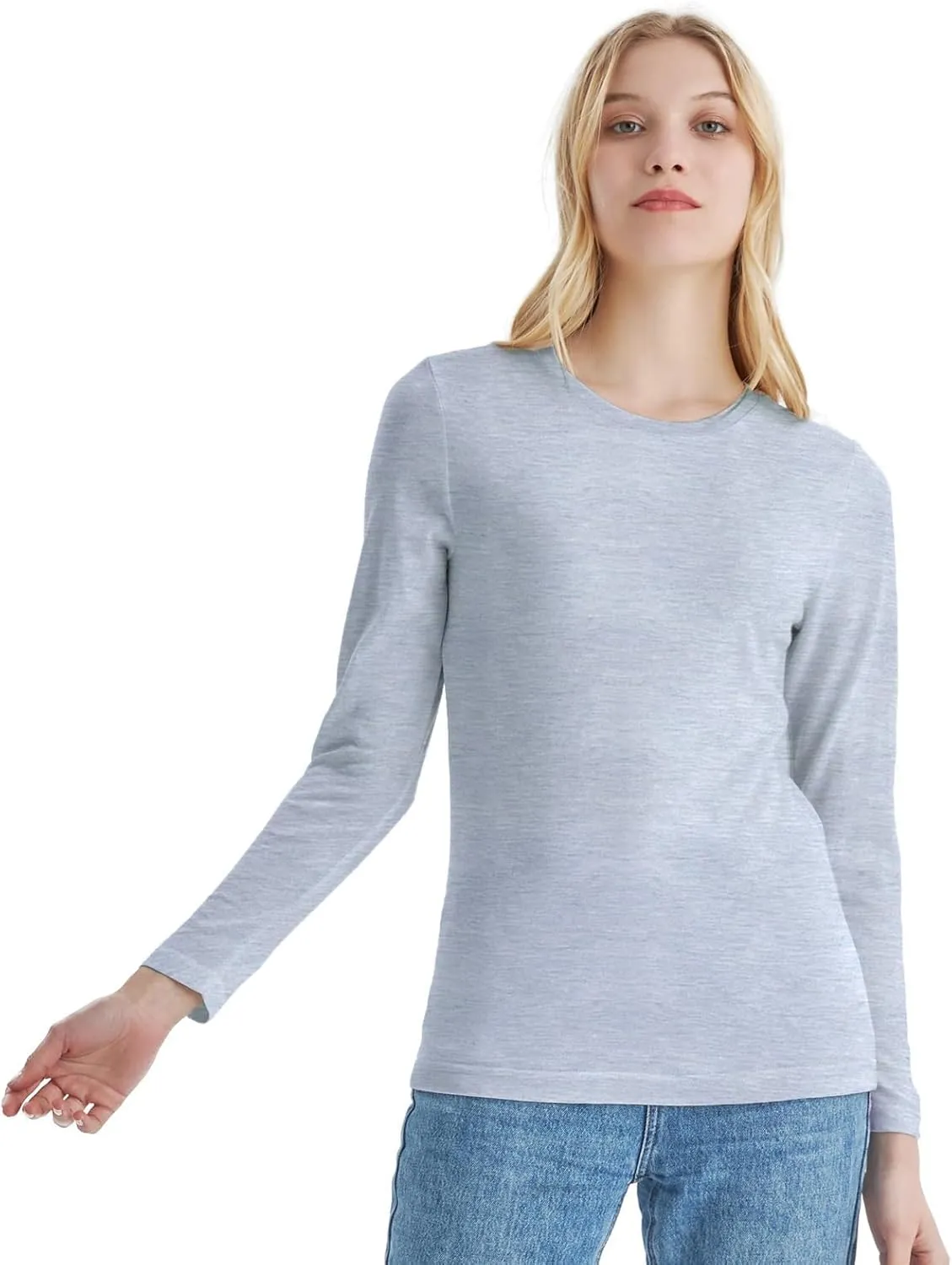 Merino Protect 100% Merino Wool Base Layer Women Thermals Underwear Lightweight Soft Long Sleeve Shirt for Hiking Skiing