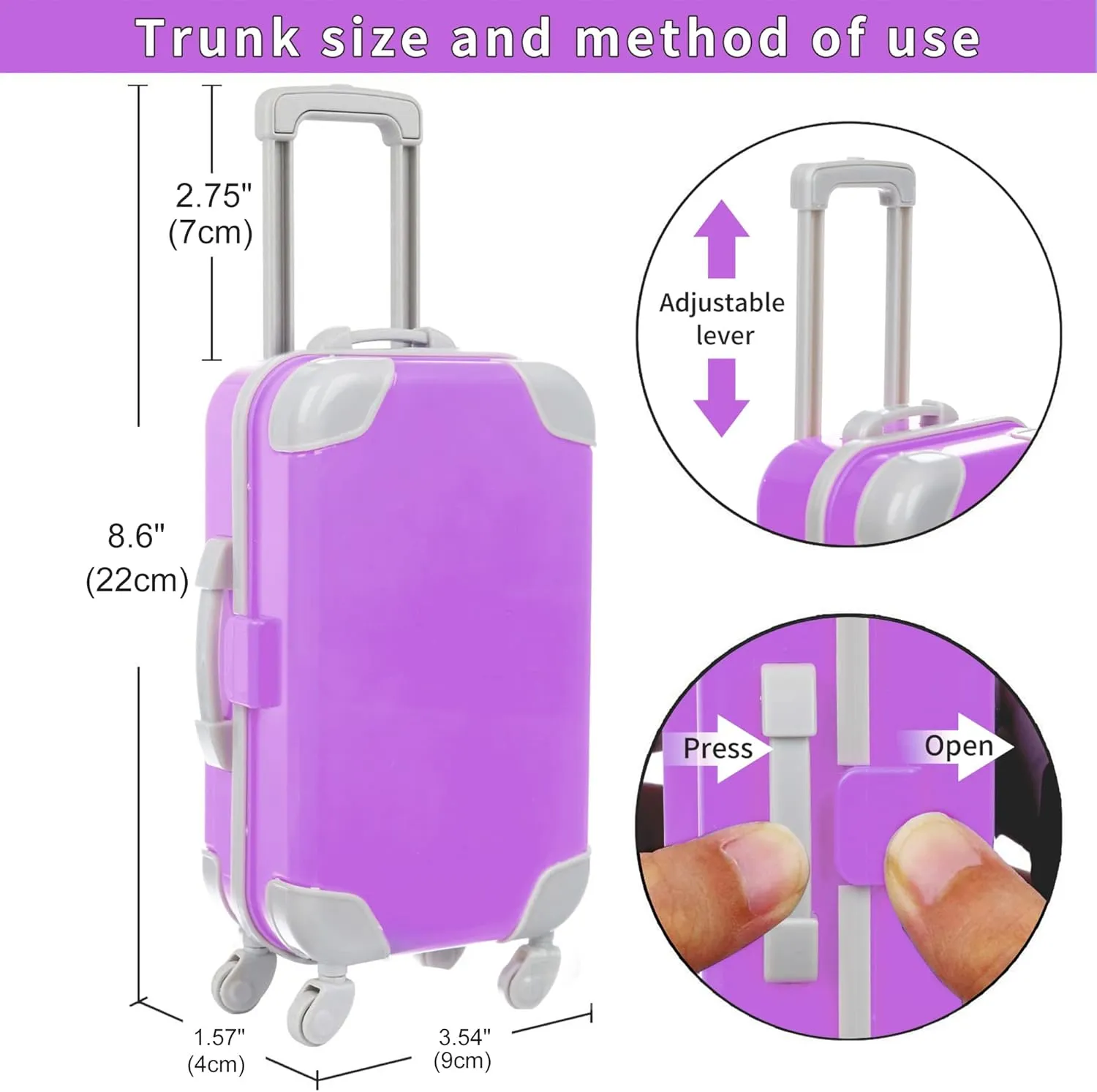 Mermaid 18 inch Doll Clothes and Doll Accessories Case Luggage Travel Play Set Include Suitcase, Dresses, Bag, Camera, Glasses, Pillow, Eyeshade Etc (No Doll)
