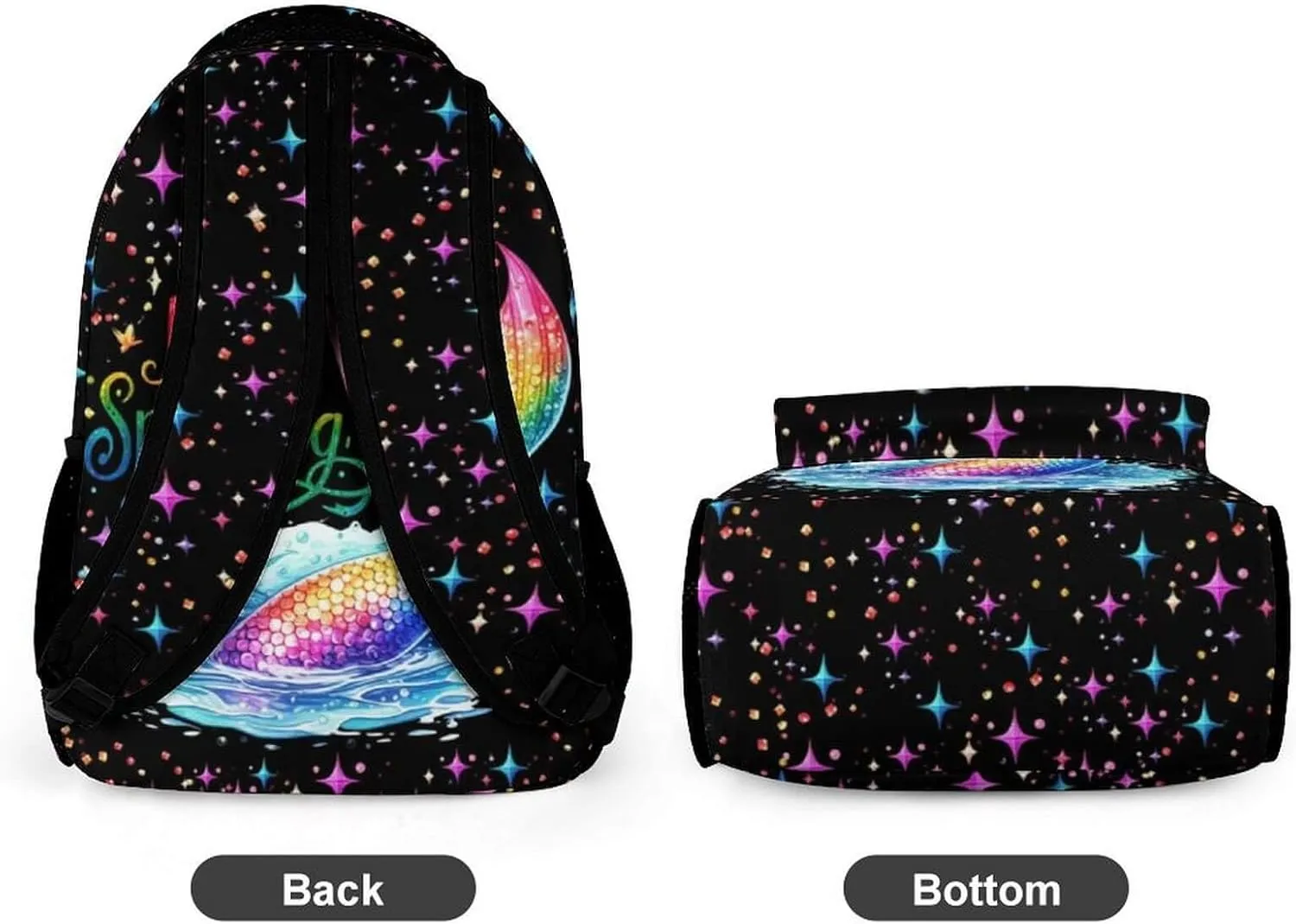 Mermaid Tail School Backpack for Kids Girls Boys, 16 Inch Cute Mermaids Themed Bookbag, Personality School Backpack for Students Children, Lightweight, Large Capacity