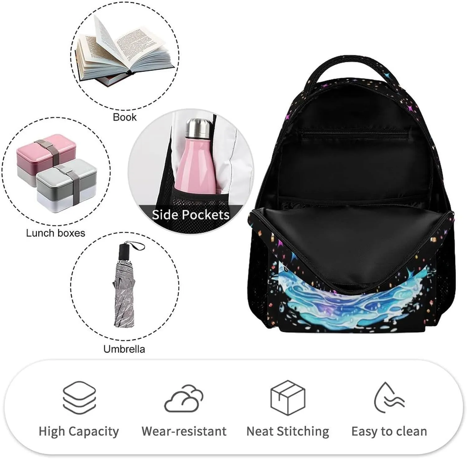 Mermaid Tail School Backpack for Kids Girls Boys, 16 Inch Cute Mermaids Themed Bookbag, Personality School Backpack for Students Children, Lightweight, Large Capacity