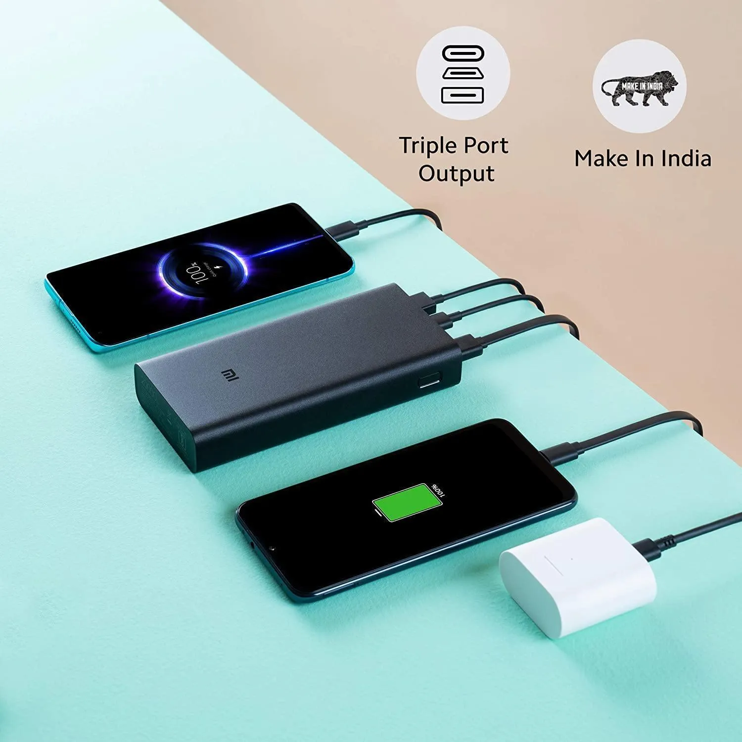 Mi Power Bank 3i 20000mAh Triple Output and Dual Input Port 18W Fast Charging