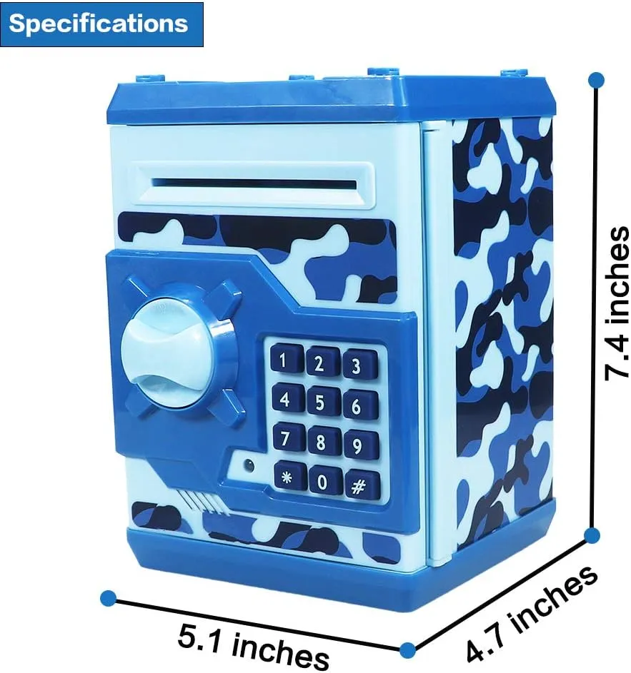 Mini ATM Piggy Bank Security Machine Best Gift for Kids,Electronic Code Piggy Bank Auto Scroll Paper Money Saving Box Coin Bank for Boys Girls Password Lock