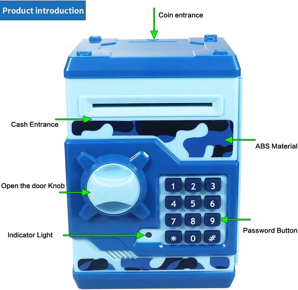 Mini ATM Piggy Bank Security Machine Best Gift for Kids,Electronic Code Piggy Bank Auto Scroll Paper Money Saving Box Coin Bank for Boys Girls Password Lock
