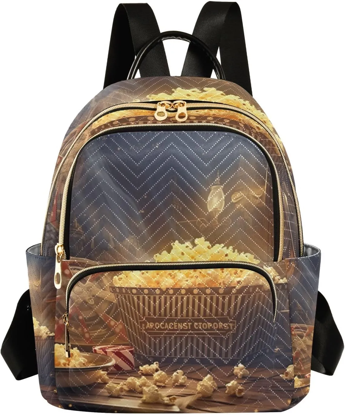 Mini Backpack for Women Popcorn Cinema Mini Backpack Purse Lightweight Small Daypack, 8.5L