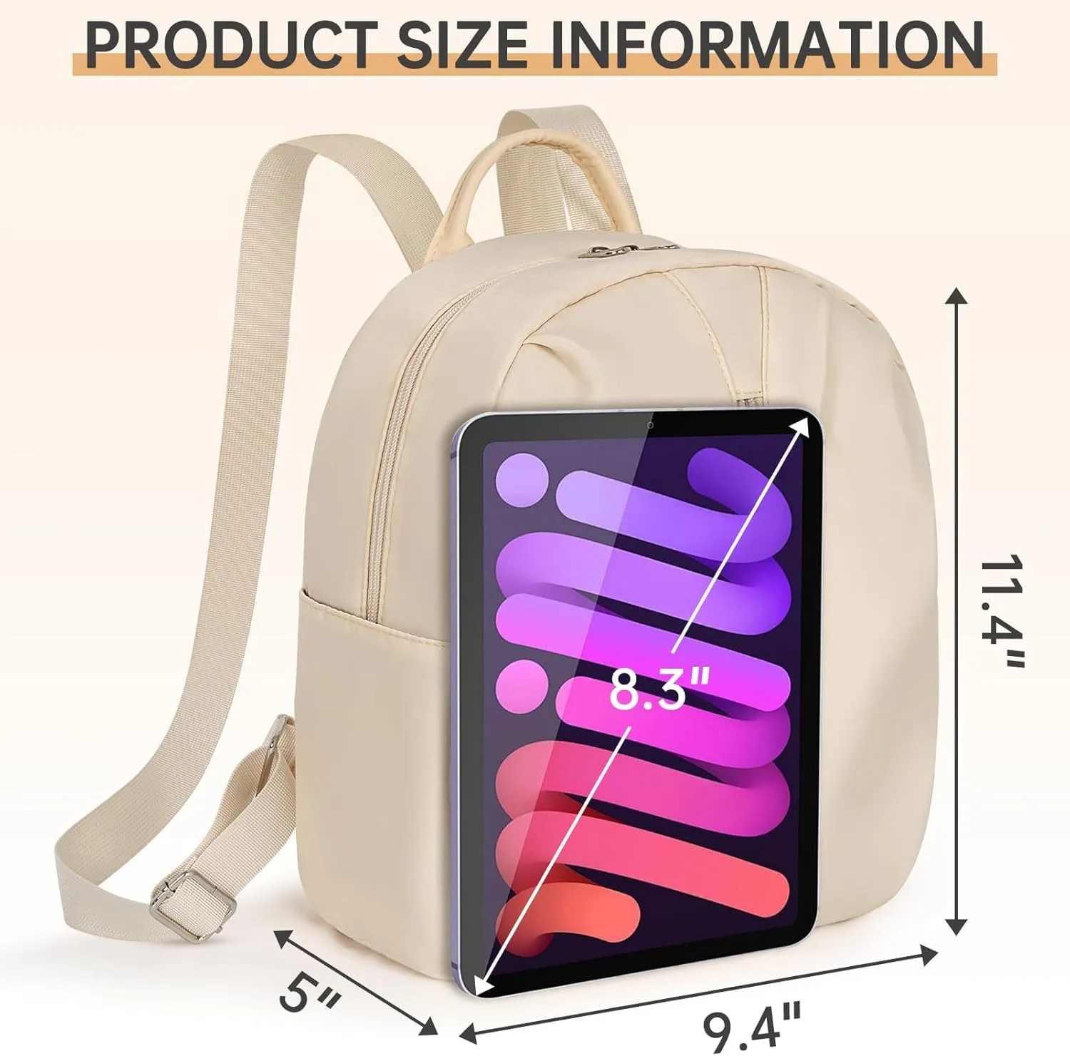 Mini Backpack Purse Small Cute Women Bag Lightweight Daypack for Travel (Beige)