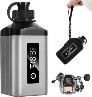 Mini Portable Fishing Reel Battery,5000mAh 14.8V Professional Electric Fishing Reel Lithium Battery with Charger,Smart Digital Display,Saltwater-Resistant