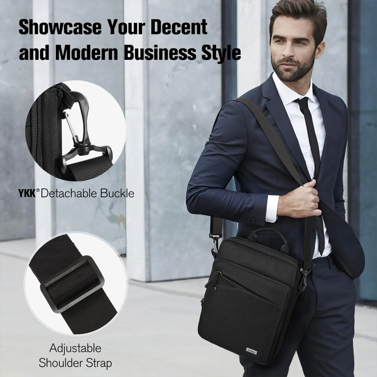MoKo 9-11 Inch iPad Sleeve Tablet Bag iPad Carrying Case, 360° Protective iPad Travel Case with Shoulder Strap, Fits New iPad Air/Pro 11 inch 2024, iPad 10th/Air 5/4th 10.9, iPad 9/8th 10.2, Black