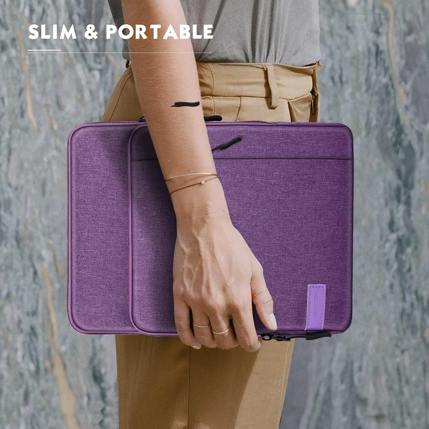 MoKo 9-11 Inch Tablet Sleeve Bag Carrying Case with Storage Pockets Fits New 11-inch iPad Pro M4/iPad Air M2 2024, iPad Air 5/4 10.9, iPad Pro 11, iPad 10/9/8th 10.9/10.2, Tab S8/S9 11, Purple