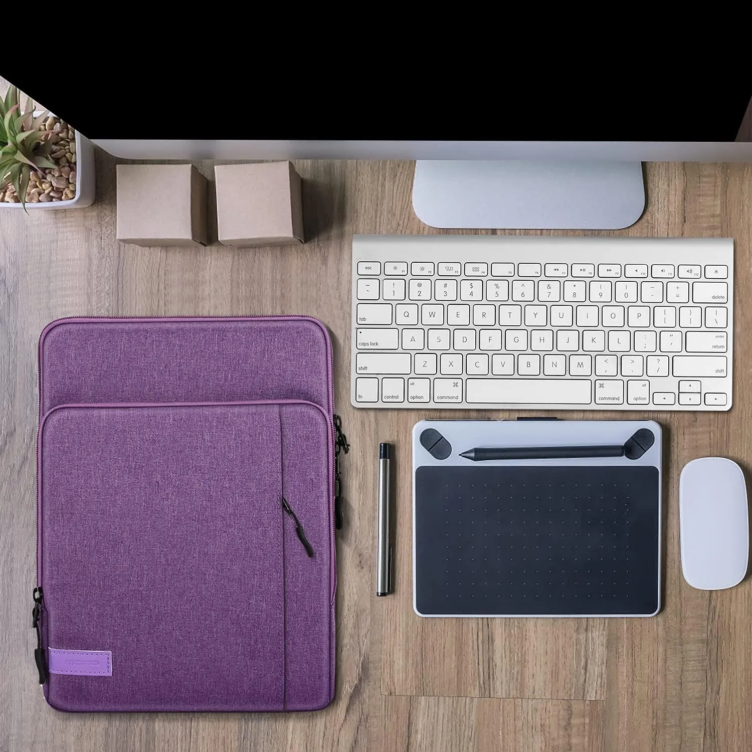 MoKo 9-11 Inch Tablet Sleeve Bag Carrying Case with Storage Pockets Fits New 11-inch iPad Pro M4/iPad Air M2 2024, iPad Air 5/4 10.9, iPad Pro 11, iPad 10/9/8th 10.9/10.2, Tab S8/S9 11, Purple