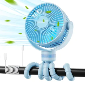 Momcozy 8000mAh Portable Stroller Fan, 27H Ultra-long Battery Life Detachable 4 Speed 360°Rotate LED Night Light with 2 Modes, USB Rechargeable Handheld Cooling Fan for Travel/Car Seat/Bedroom