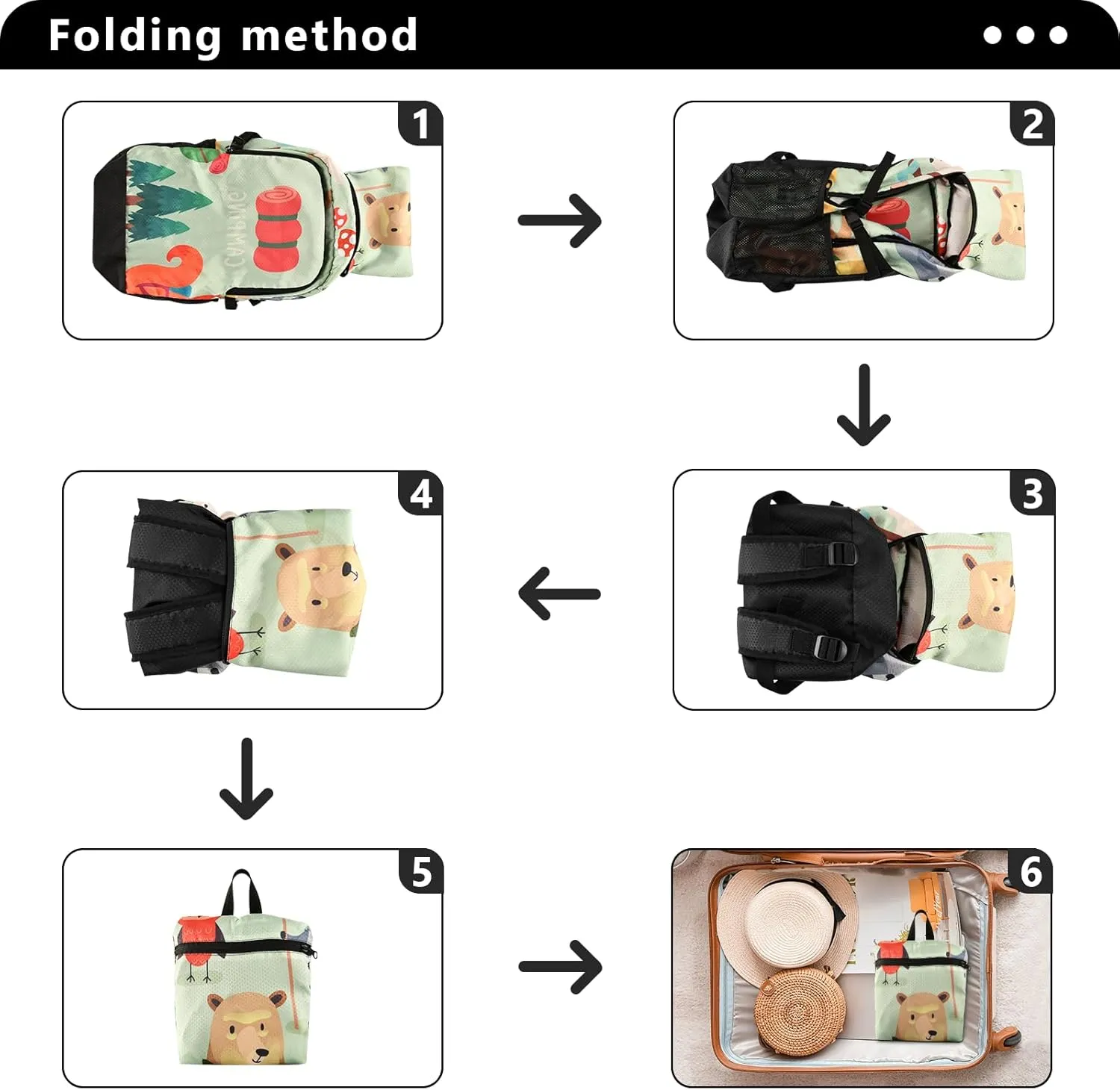 Money Print Foldable Backpack - Lightweight Packable Daypack with Dollar Sign Pattern, Expandable 47cm Travel Bag for City Tour/Shopping