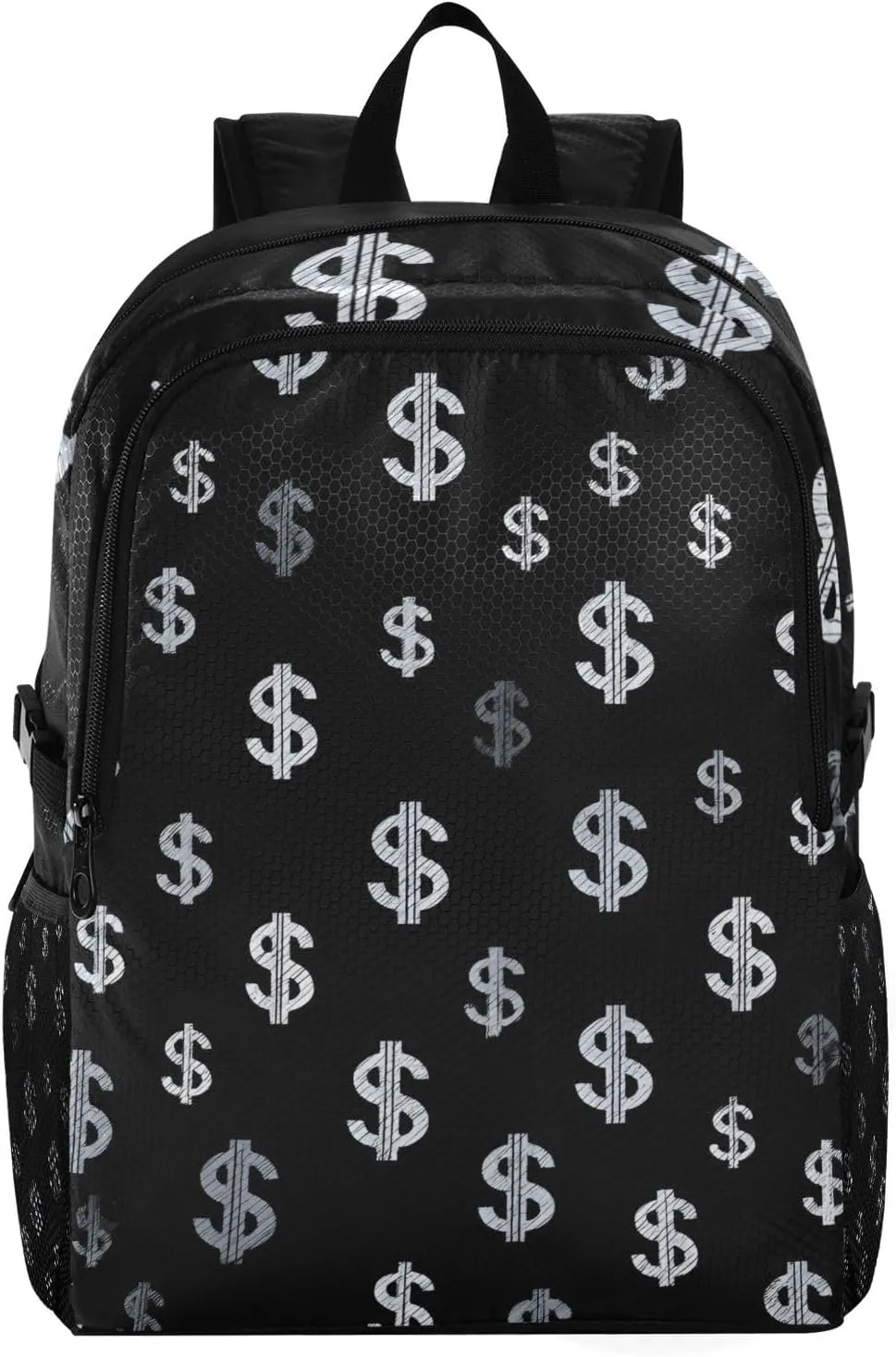 Money Print Foldable Backpack - Lightweight Packable Daypack with Dollar Sign Pattern, Expandable 47cm Travel Bag for City Tour/Shopping