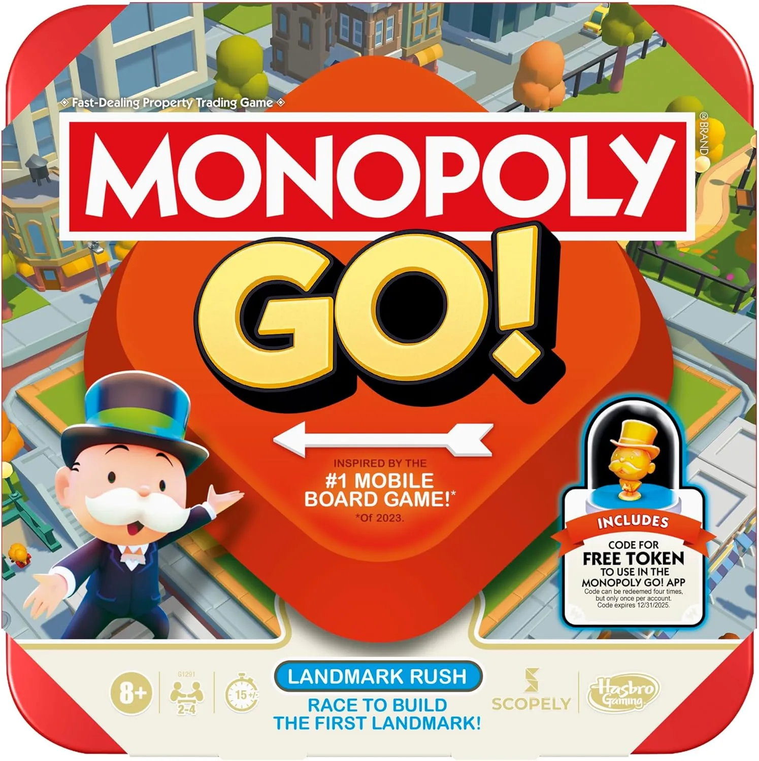Monopoly GO! Board Game | Inspired by The Popular Mobile Board Game | Ages 8  | 2-4 Players | 15 Mins. | Family Games | Travel Games for Kids and Adults