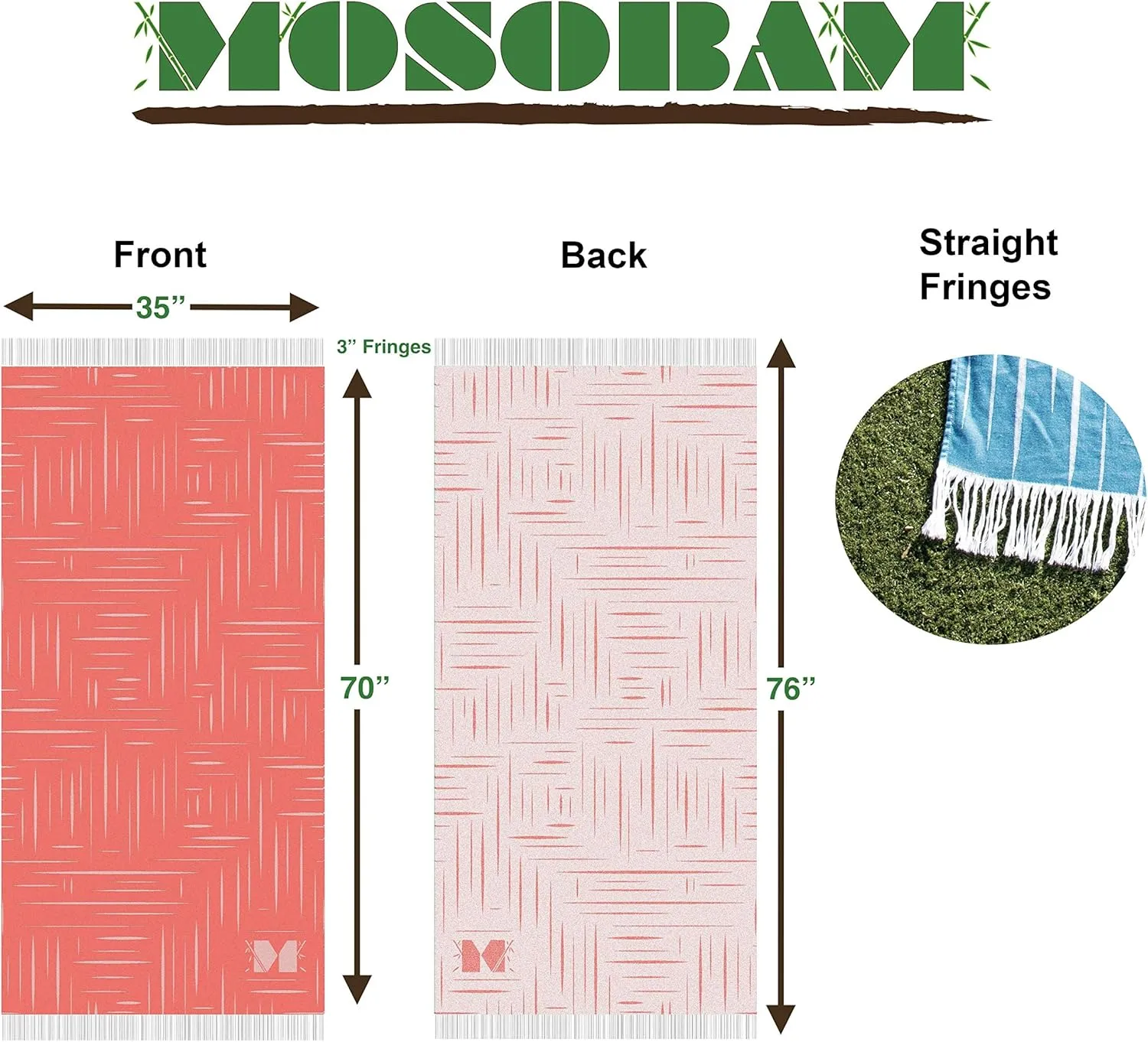 Mosobam Soft Fouta Peshtemal 35X70, Living Coral, Fall Cacala Fleece Blankets, Luxury Scarf Sarong, Hamam Towel, Lightweight Travel Outdoor Picnic Blanket Throw, Viscose Made from Bamboo