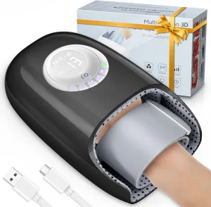 Mothers Day Gifts for mom， Hand Massager with Heat and Compression, 3D Machine for Hand and Finger Relief, 6 Levels Pressure Point Therapy for Wrist & Palm Kneading, Gifts for Women, FSA Black