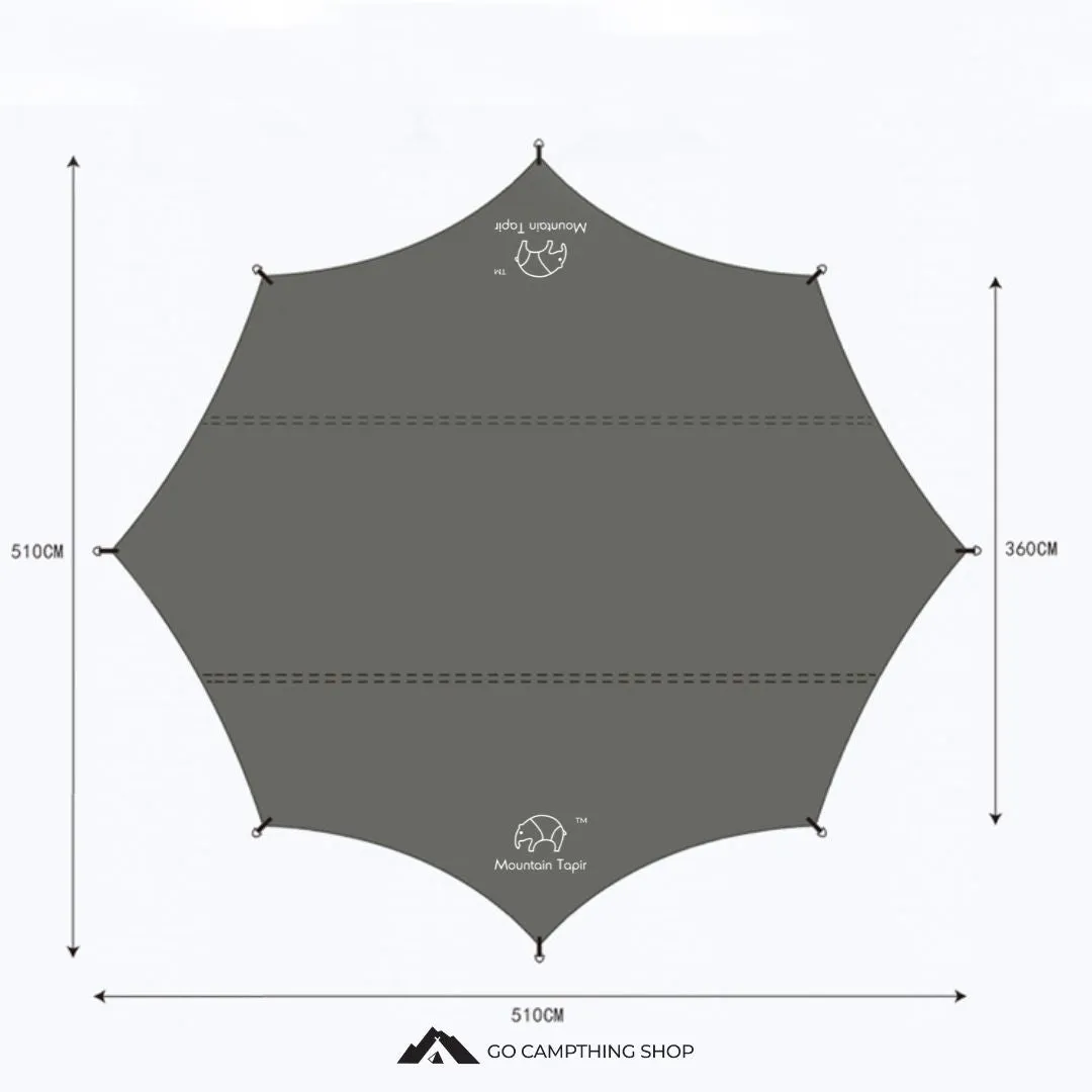 Mountain Tapir Camping Tarp Octagon Large 5.1m x 5.1m Waterproof Silver Coated Flysheet