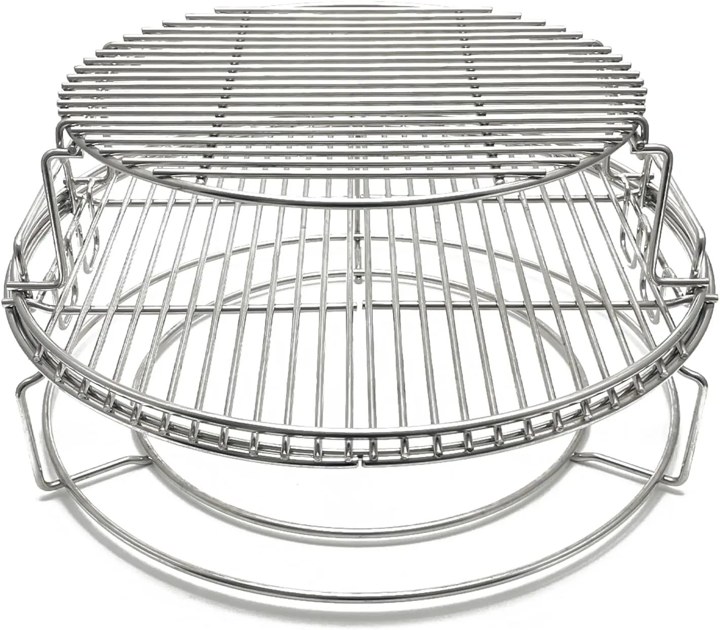 Multi-Level Base Rack Cooking Grate Stack Rack for BGE, Big Green Egg Large, Char-Griller AKORN, Kamado Joe Classic 18" Charcoal Grill Multi-Function Expanded Cooking Basket Grid Eggspander Kit