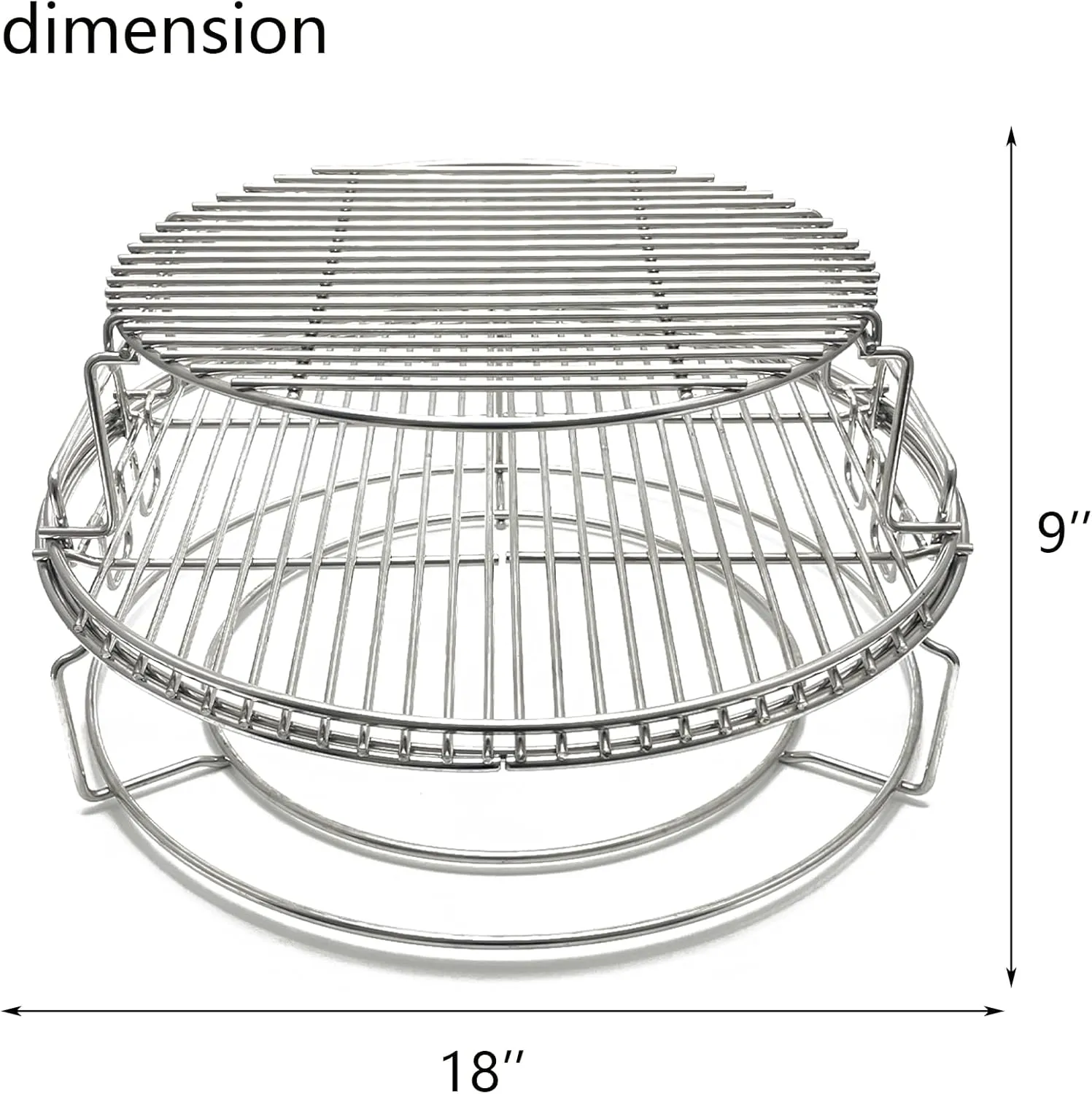 Multi-Level Base Rack Cooking Grate Stack Rack for BGE, Big Green Egg Large, Char-Griller AKORN, Kamado Joe Classic 18" Charcoal Grill Multi-Function Expanded Cooking Basket Grid Eggspander Kit