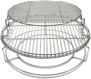 Multi-Level Base Rack Cooking Grate Stack Rack for BGE, Big Green Egg Large, Char-Griller AKORN, Kamado Joe Classic 18" Charcoal Grill Multi-Function Expanded Cooking Basket Grid Eggspander Kit