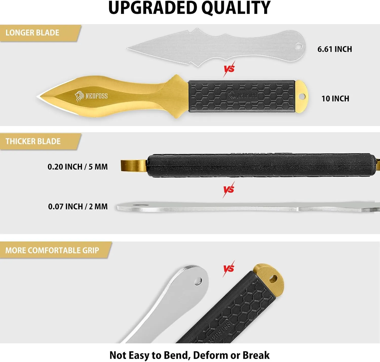 NedFoss COBRA Throwing Knives 6Pack, Ideal Companion for Throwing Axes and Tomahawks, 10" One Piece Stainless Steel Design with Sheath, Sturdy for Recreation and Competition
