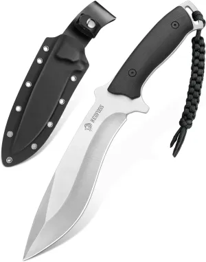 NedFoss Kukri Survival Knife with Sheath, 6" Full Tang Fixed Blade Hunting Knife with G10 Handle for Outdoor, Camping and Survival, Camping Gifts for Men