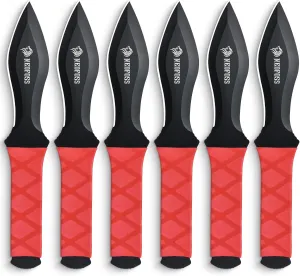 NedFoss Throwing Knives 6Pack, Ideal Companion for Throwing Axes and Tomahawks, 8.9" One Piece Stainless Steel Throwing Knives Set with Sheath, Cool Knives Axe Throwing Game for Adults