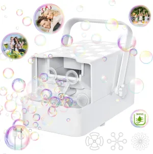 New 3 In 1 Bubble Machine, Automatic Bubble Blower 3 Types Bubble Wands 10000  Bubbles with 2 Speeds/300ml Tank for Kids Toddlers, Portable Bubble Maker Bubble Toys for Outdoor Party Wedding