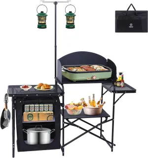 Nice C Camping Kitchen Station Grill Table   Camping Fold Table with Storage