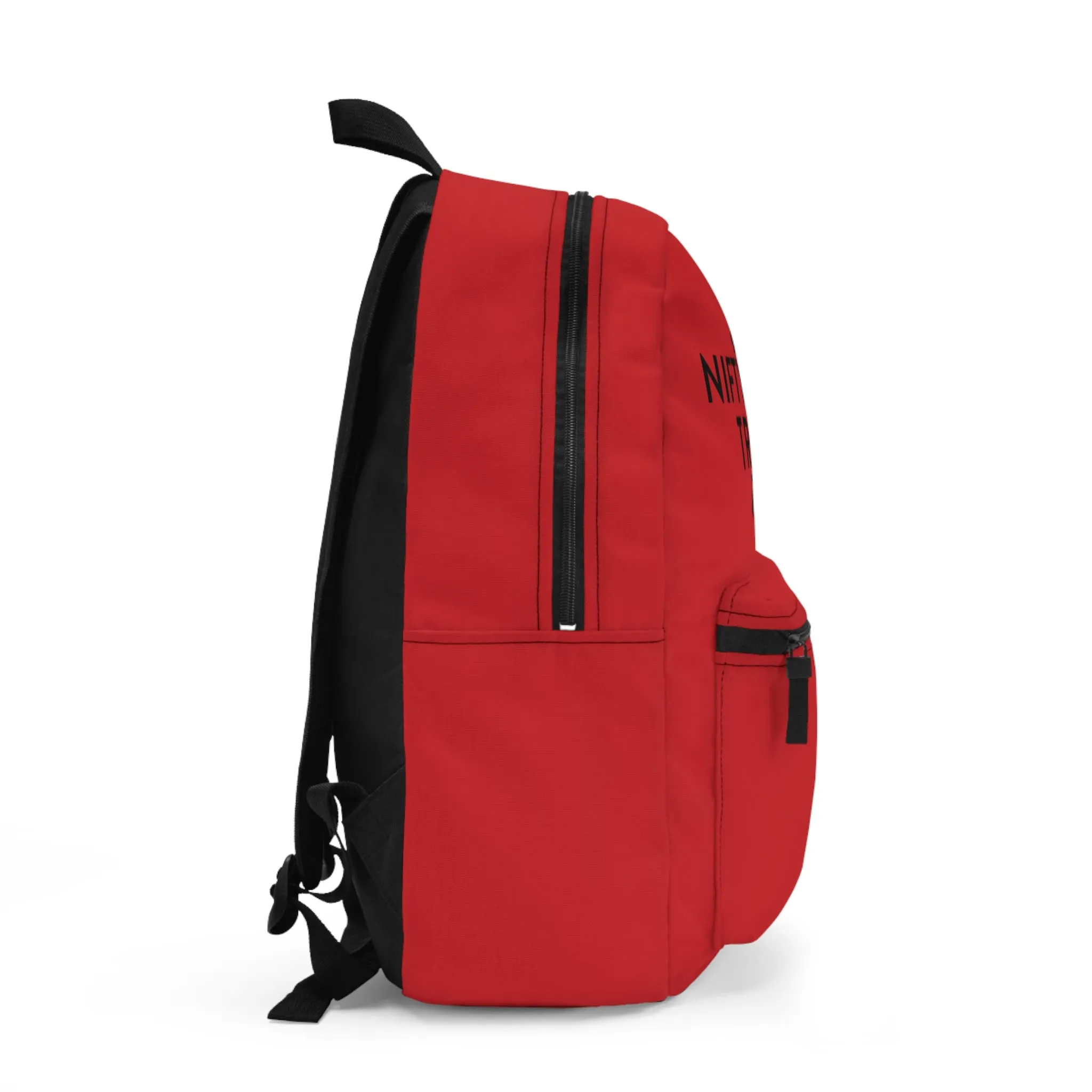 Nifty Ducks Travel Logo Backpack - Travel Bag with Black Duck Design - Scarlet