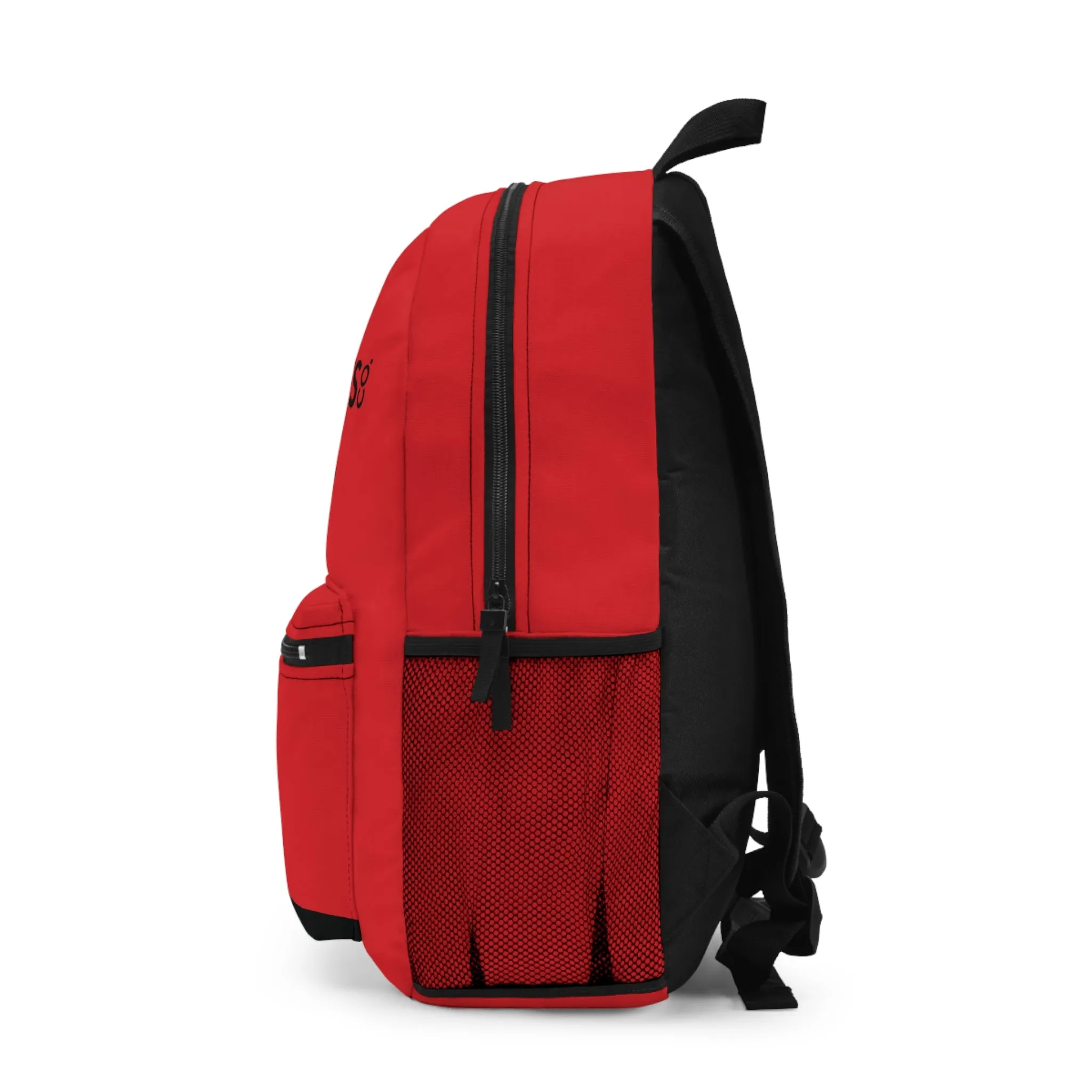 Nifty Ducks Travel Logo Backpack - Travel Bag with Black Duck Design - Scarlet