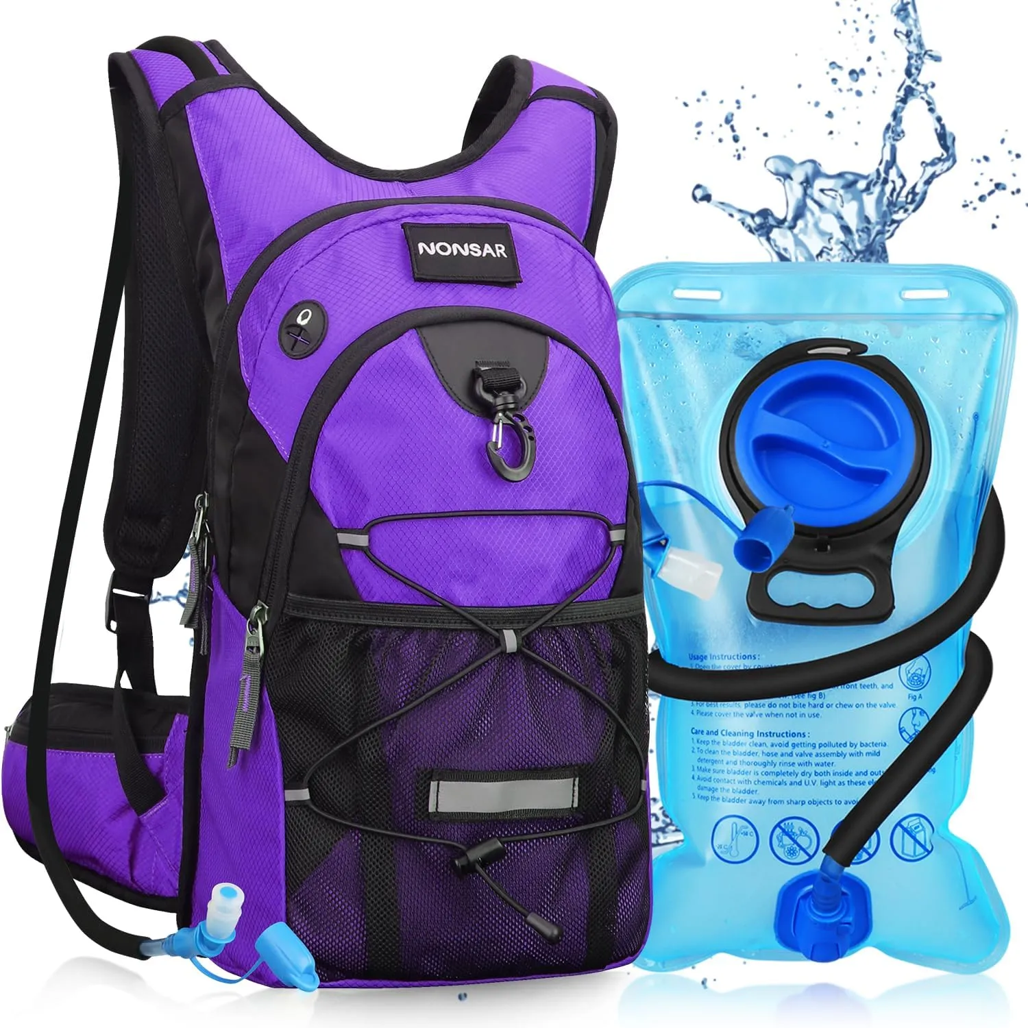 NONSAR Hydration Backpack, Hiking Backpack with 3L Water Bladder, Insulated Water Backpack for Women, Men, Kids, Keep Liquids Cool Up to 5 Hours, Daypack for Hiking, Running, Climbing, Cycling
