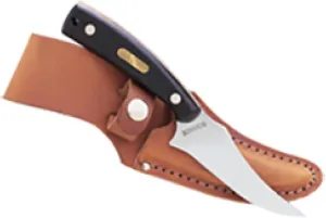 Old Timer 152OT Sharpfinger 7.1in S.S. Full Tang Fixed Blade Knife with 3.3in Clip Point Skinner Blade, Black Sawcut Handle, and Leather Belt Sheath for Hunting, Camping, Skinning, EDC, and Outdoors
