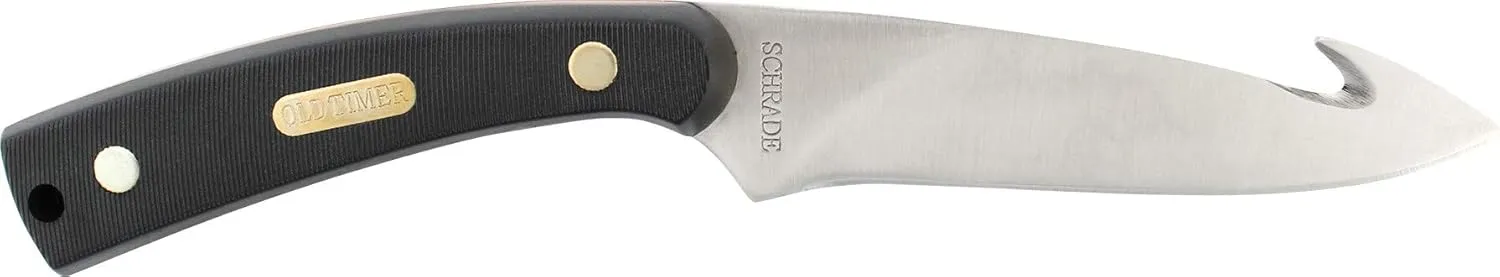 Old Timer 158OT Guthook Skinner 7.3in High Carbon S.S. Full Tang Fixed Blade Knife with 3.5in Blade and Sawcut Handle for Outdoor, Hunting and Camping