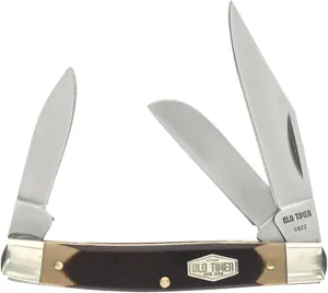 Old Timer 34OT Middleman 5.7in S.S. Traditional Folding Knife with 2.4in Clip Point Blade and Sawcut Handle for Outdoor, Hunting, Camping and EDC