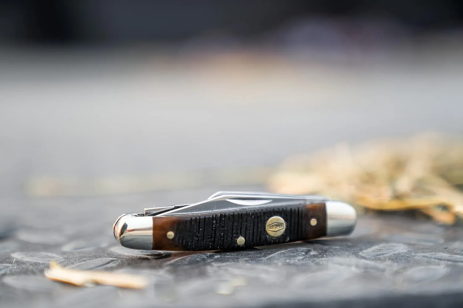 Old Timer Generational USA Series Traditional Fixed and Folding Knives with 1095 HC Stainless Steel Blades, Sawcut Bone Handles, and Made in USA for Hunting, Skinning, EDC, Field Dressing, and Outdoor