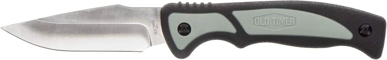 Old Timer Trail Boss 9in Fixed Blade Caping Knife with High Carbon Stainless Steel Blade, TPE Grip Handle, and Custom Molded Sheath for Hunting, Field Dressing, Skinning, Gutting, and Outdoors