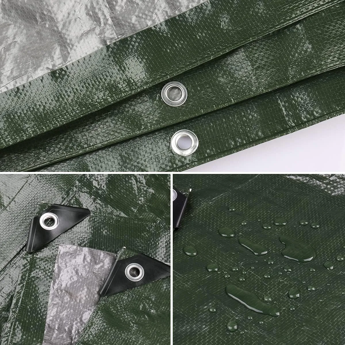 Onarway Poly Tarps Waterproof for Outdoor: Green Tarpaulin 6Mil Thicken 6x12 Ft 2Packs- Anti-UV Waterproof Tarp Cover with Grommets Multipurpose for Boat Pool Roof Camping