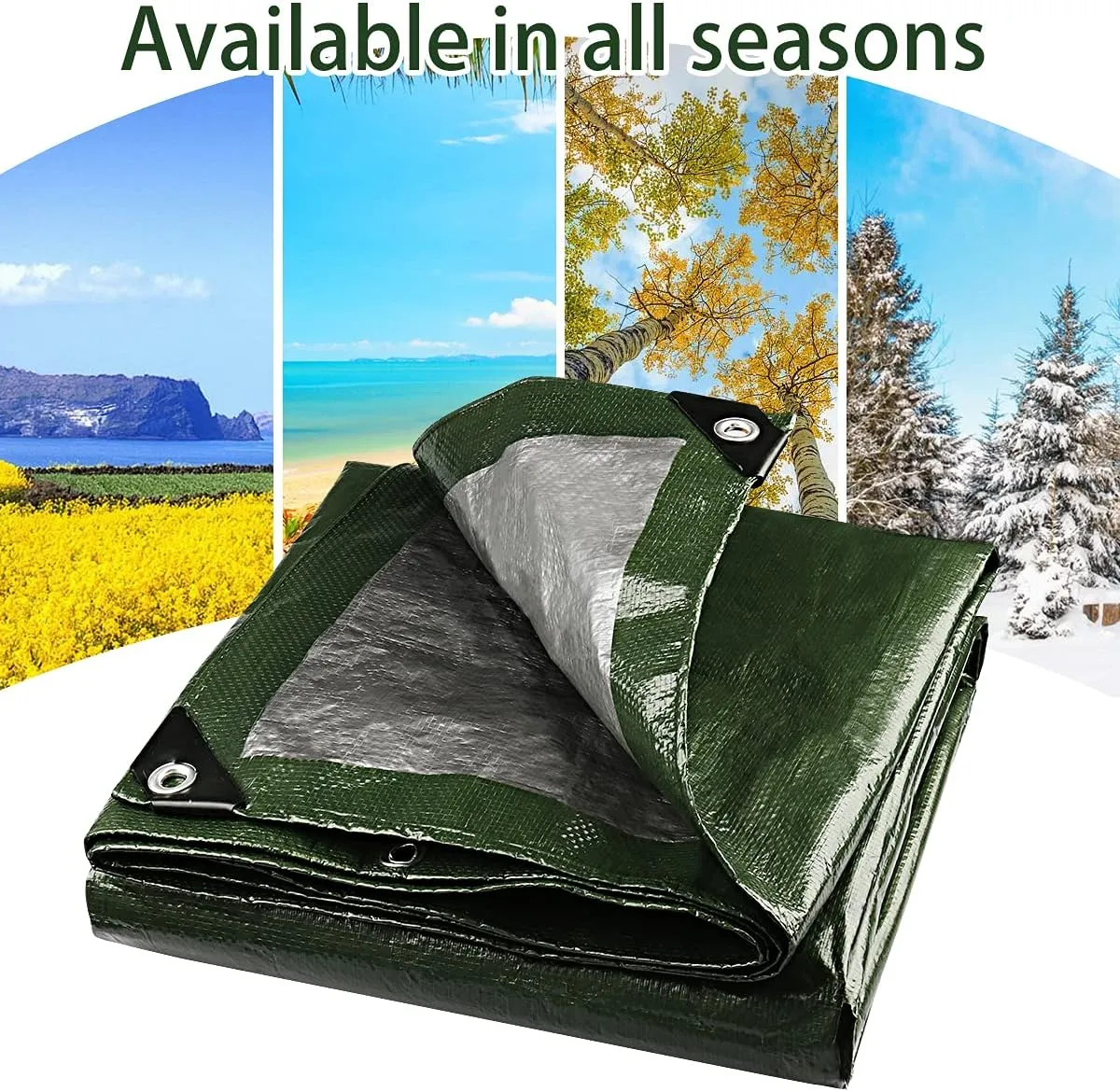 Onarway Poly Tarps Waterproof for Outdoor: Green Tarpaulin 6Mil Thicken 6x12 Ft 2Packs- Anti-UV Waterproof Tarp Cover with Grommets Multipurpose for Boat Pool Roof Camping