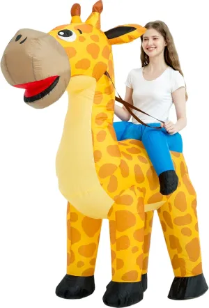 One Casa Inflatable Costume Adult,Blow Up Costumes,Ride On Giraffe Costume,Halloween Costumes for Men Women