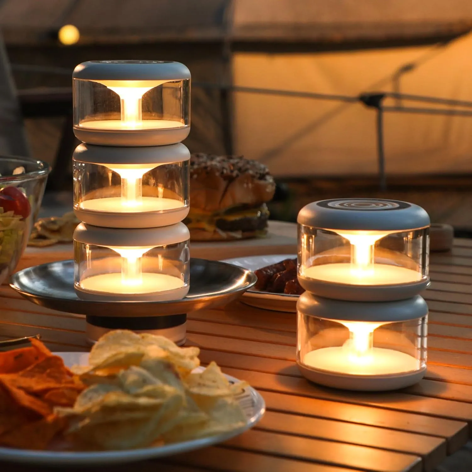 oneleaf Atmosphere Light Portable LED Night Light, Candle lamp, Three Lights with a Charging Base, Touch Switch Cordless Rechargeable Washroom,Stair,Bedroom,Camping