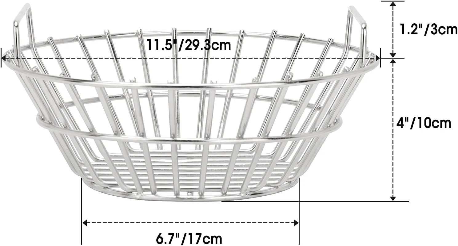 onlyfire Medium Charcoal Ash Basket Fits Big Green Egg, Stainless Steel Charcoal Holder with Handles, Grilling Accessories for Better Airflow