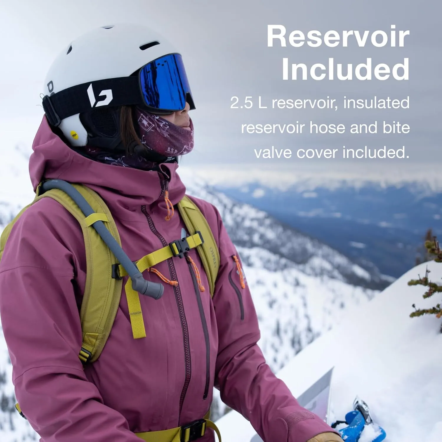 Osprey Glade 12L Ski and Snowboard Backpack with Hydraulics Water Reservoir, Babylonica Yellow