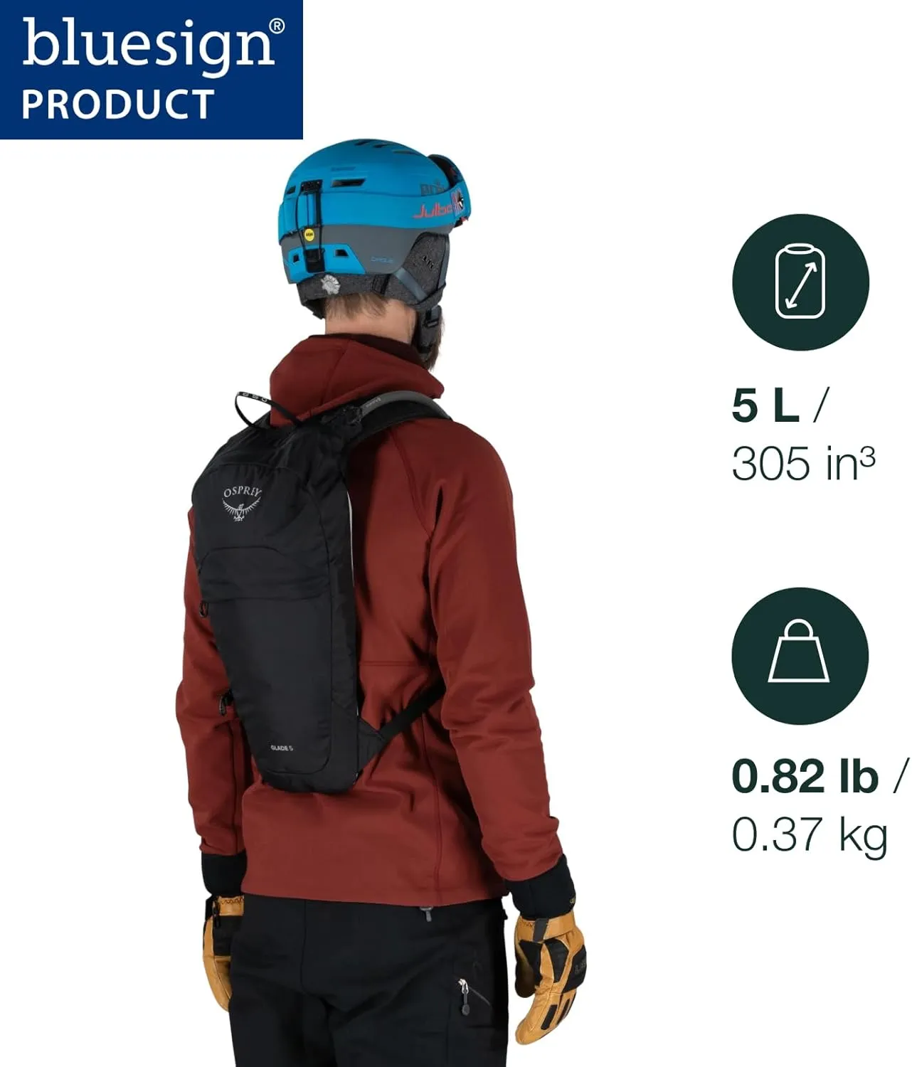 Osprey Glade 5L Ski and Snowboard Backpack with Hydraulics Water Reservoir, Black