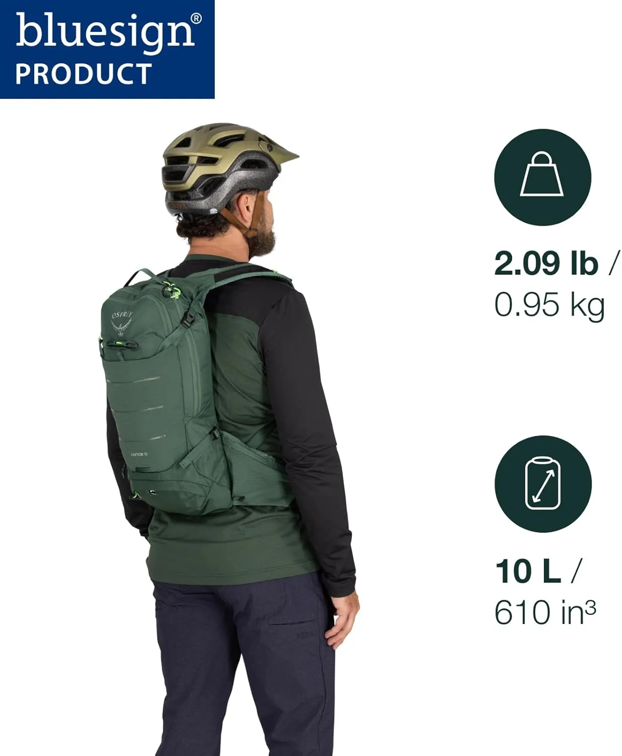 Osprey Raptor 10L Men's Mountain Biking Backpack with Hydraulics Reservoir, Black