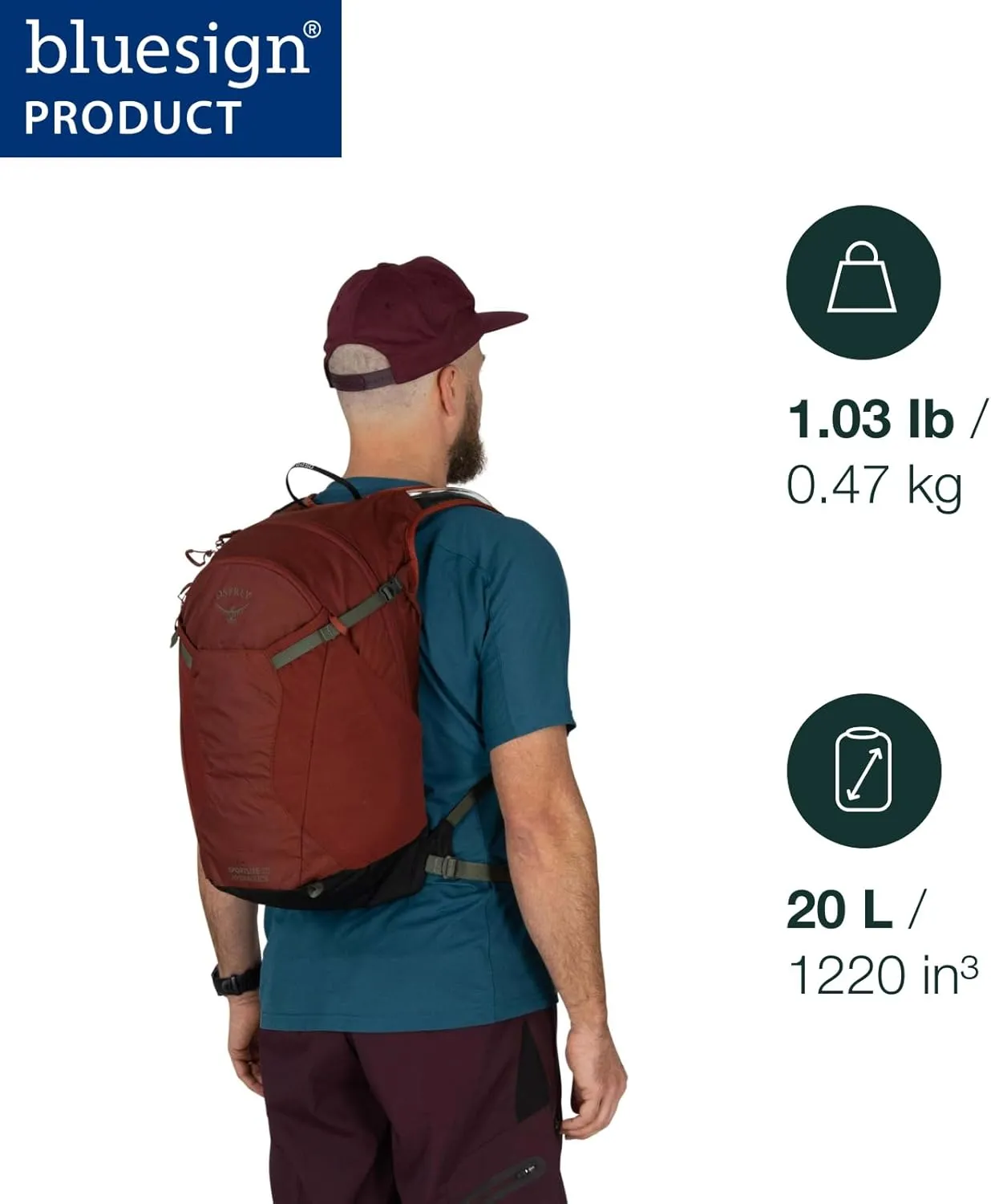 Osprey Sportlite 20L Unisex Hiking Backpack with Hydraulics Reservoir, Dark Charcoal Grey