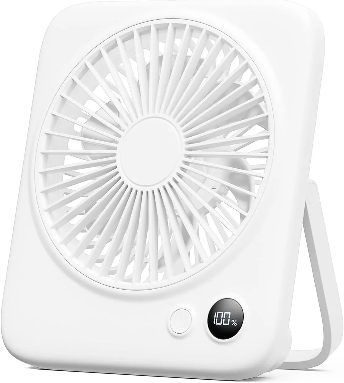 Otlonpe Small Desk Fan 6.5 Inch, 4000mAh Rechargeable Portable Fan for Travel, Slim Quiet, 7.5-22H Battery Operated, Power Bank, 4-Speed, 180° Folding, Personal Cooling for Indoor Outdoor Desktop